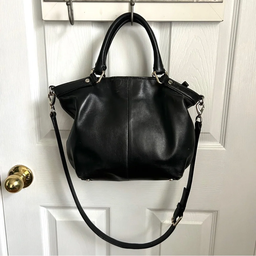 Kate Spade Black Leather Carry-all Shoulder Satchel/Crossbody Bag